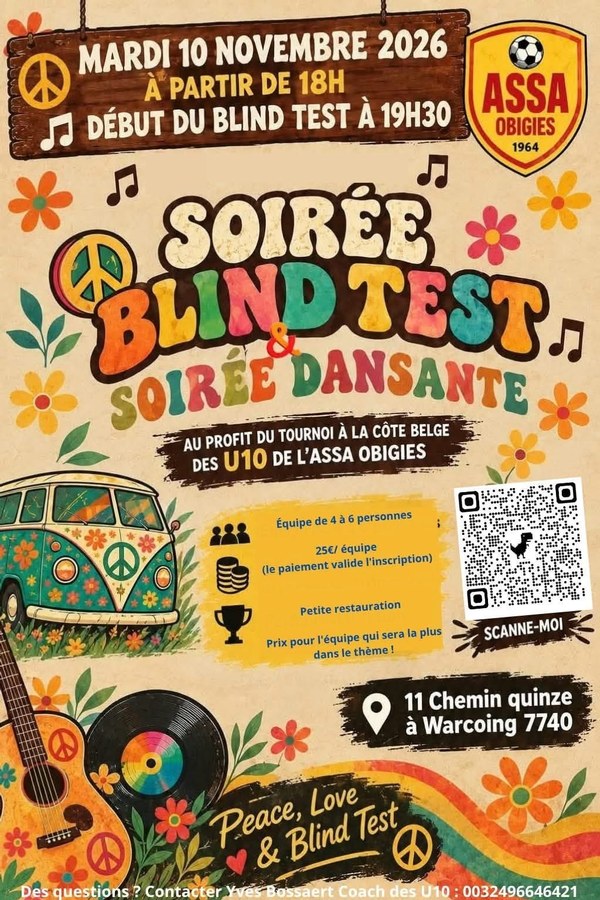 Affiche de Soirée Blind Test - U10 Obigies