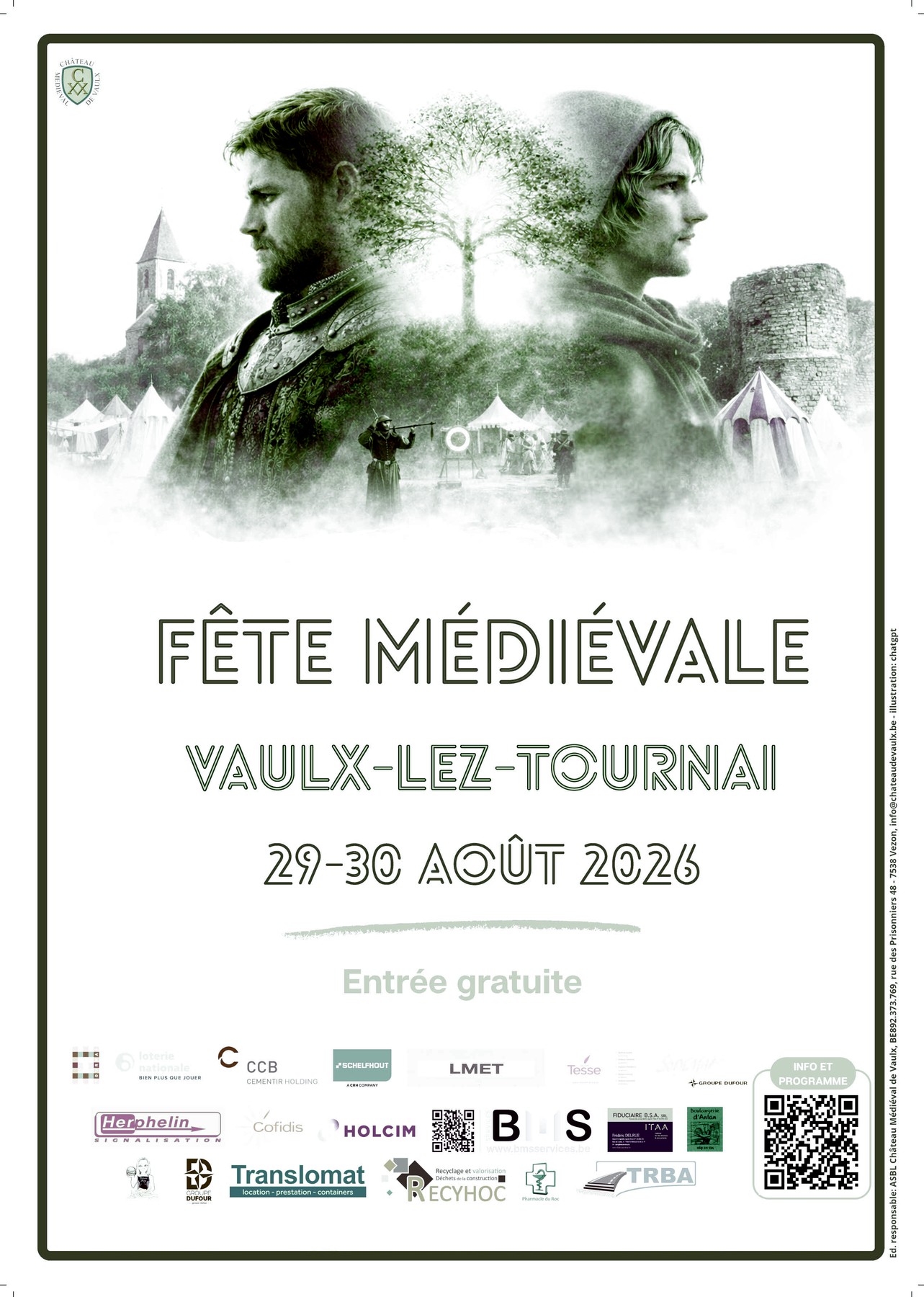 Affiche complète de Fête médiévale de Vaulx-lez-Tournai 2026